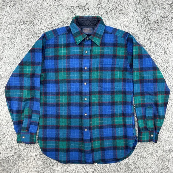 Pendleton Shirt Mens M Tartan Plaid VTG Flannel 100% Virgin Wool Made In USA - Picture 1 of 9